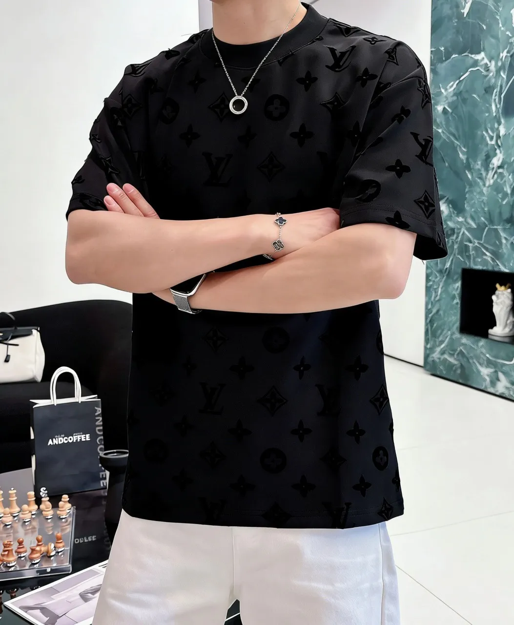 Louis Vuitton/Louis Vuitton 26ss full width presbyopia burnt short sleeves